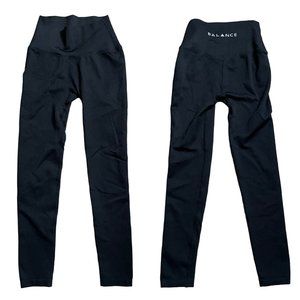 Balance Athletica black ribbed leggings S small Vitality Linear